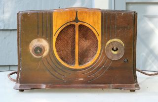 Vintage Art Deco General Electric Tube Am Wood Radio - For Restoration