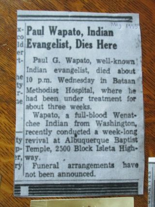 Signed 6 X 4 Photo Paul G.  Wapato full - blooded Wenatchee indian evangelist 5
