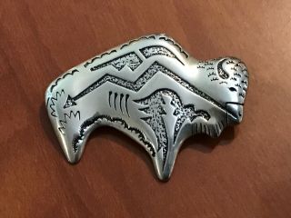 Vintage Native American Buffalo Pendant/brooch T.  Singer Sterling Silver