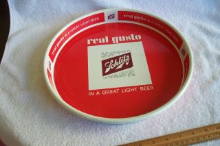 Schlitz Malt Liquor 13 " Red Metal Serving Tray " Real Gusto "