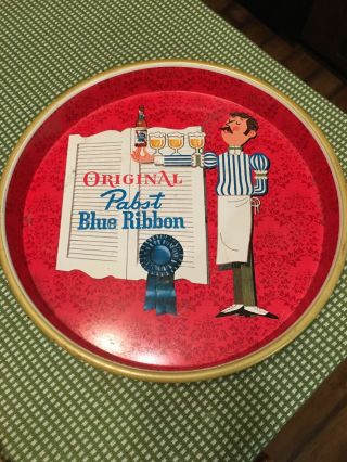 Pabst Blue Ribbon Vintage 1970s Metal Beer Tray