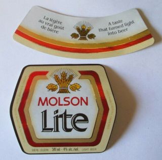 Vintage Canada Beer Label Molson Light Molson Breweries Quebec Montreal