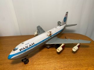 Vintage Asahi Tin Japn Toy Pan Am 747 Airplane Battery Operated