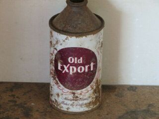 Old.  Export.  Beer.  Solid.  Colorful Cumberland.  Cone Top