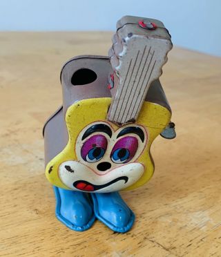 Vintage Guitar Tin Windup Toy By Louis Marx Tin 1968 Perfectly