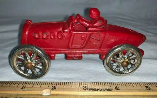 Antique Arcade Cast Iron Toy Indy Race Car Indianapolis 500 Type Red Paint Old