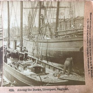 1891 Photo Stereoview Kilburn 6143.  Among The Docks,  Liverpool England Uk