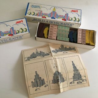 2 Vintage Juri Build A Skyscraper Wood Toy Made In West Germany Old Stock