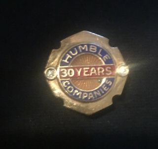 Vintage 14k Gold 2diamonds 30yr Humble Oil&gas Petroleum Service Award Pin