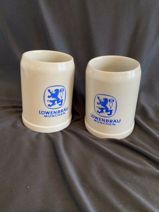 Lowenbrau Beer Glass Ceramic Mug Steins Vintage German Collectible Bar Pub
