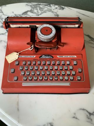 Vintage Berwin Director Toy Typewriter.  10 " X 11 " Red Metal