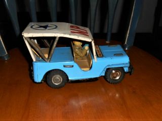 VINTAGE JAPAN TIN FRICTION M.  P.  MILITARY JEEP w DRIVER 3