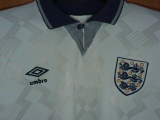 England Umbro 1990/92 Italia 90 World Cup Football Shirt Vintage XL 3