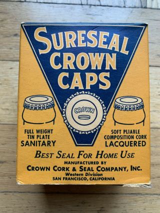 1930s Sureseal Crown Cork Bottle Caps Old Brewing Equipment