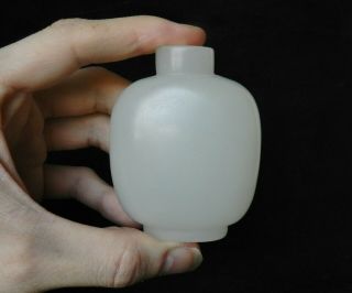 Large Chinese White Peking Glass Snuff Bottle 3 " Tall Imitation Jade