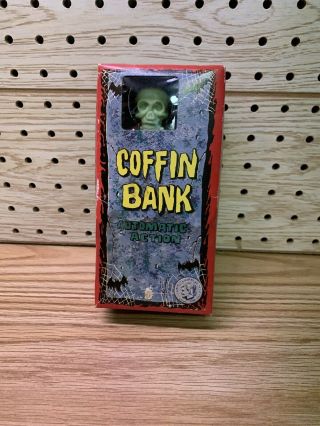 1960s Tin - Litho Key Wind - Up Toy 6 1/2 " Long Coffin Bank In The Box