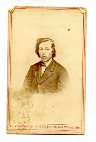 1864 Civil War Era Cdv Of Young Man W 3 Cent Revenue Stamp J A Seibert St Louis