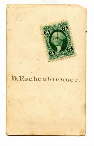 1864 Civil War Era CDV Of Young Man w 3 Cent Revenue Stamp J A Seibert St Louis 2