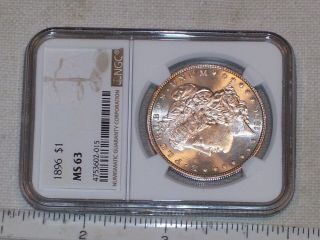 Vintage Us Coin 1896 Morgan Silver Dollar Graded Ms63 By Ngc