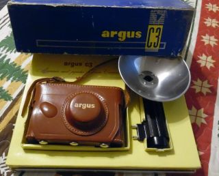 Vintage Argus C3 In Leather Case With Flash And In The Box
