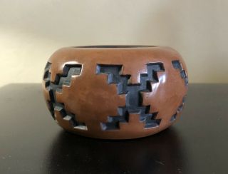 Native American Pueblo Pottery Bowl Vintage Signed