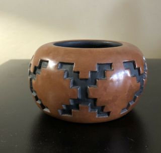 Native American Pueblo Pottery Bowl Vintage Signed 2