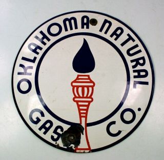 Vintage Oklahoma Natural Gas Porcelain Metal Advertising Sign Nr