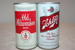 Old Milwaukee & Schlitz Beer 10 Oz.  Ss Pull Tabs From Milwaukee,  Wisconsin