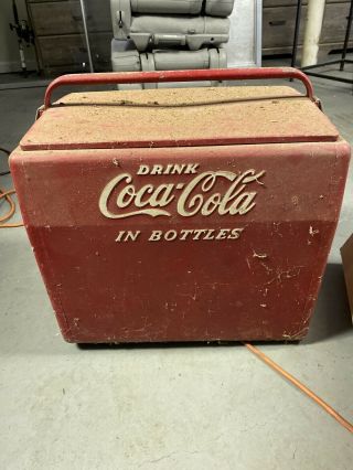 Vintage Drink Coca Cola Metal Picnic Cooler Coke Cavalier
