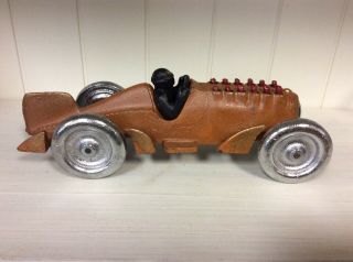Vintage Style Cast Iron Toy Race Car W Moving Pistons " Hubley "