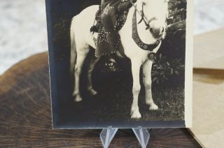 Vintage Photograph of Little Cowboy Boy on a White Horse 3 1/2 