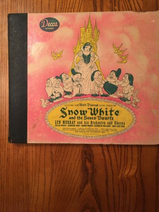 1944 Walt Disney Snow White And The Seven Dwarfs Decca 3 Record Set With Case