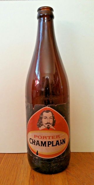 Vintage 1960s Champlain Porter Beer Bottle Empty Québec Canada