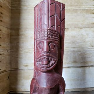 Antique Tiki Primitive Wood Carved Vintage Figure 12.  5 " Tall