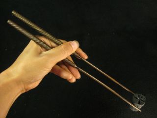 Antique Japanese (c.  1920) Bronze Chado Hibashi Fire Chopsticks