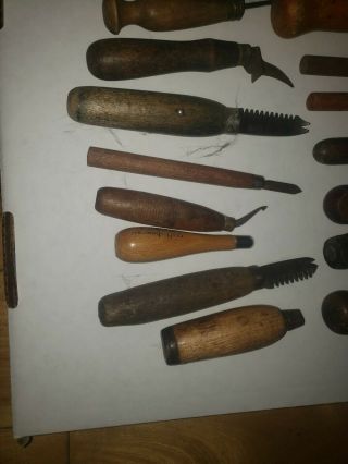 Vintage Wood Handle Leather Tool Kit 3