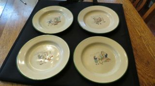 Set Of 4 Vintage Tin Plates Children 