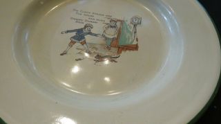 Set of 4 Vintage Tin Plates Children ' s Nursery Rhymes Cream & Green Enamel Fun 2