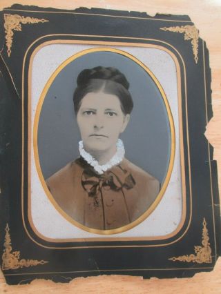 I Think This Is Hand - Painted Tintype Photo But Not Sure ? - Showing A Young Lady