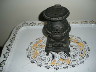 Vintage Cast Iron Miniature Pot Belly Stove Salesman Sample Blaze