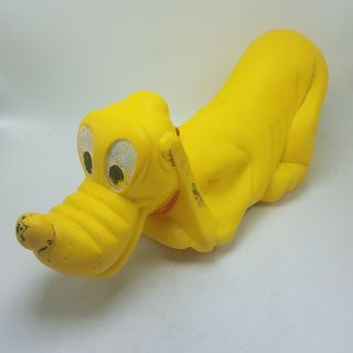 Vintage 1965 Louis Marx & Co Rubber Pluto Squeak Pull Toy Disney