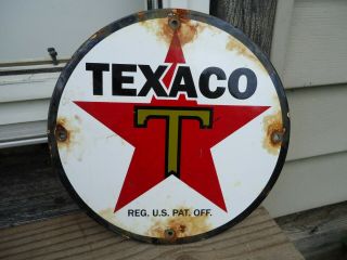 Old Vintage Texaco Star Gasoline Porcelain Gas Station Pump Advertising Sign