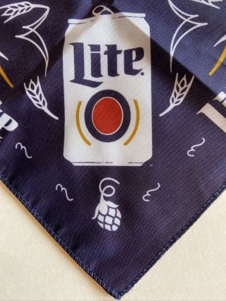 Miller Lite Beer Can & Hops Blue Biker Look Bandana 21 - 1/2” Square 2