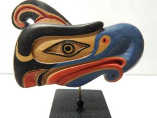 Vintage Nw Coast Salish Indian Carved Thunderbird Mask Sculpture Artie George