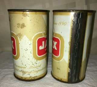 (2) Vintage Jax Beer Cans Center Logo 12 Ounces Pull Tab Open Gold Red Orle 2