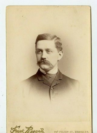 Vintage Cabinet Card Handsome Man W Great Mustache Pearsall Photo Brooklyn Ny