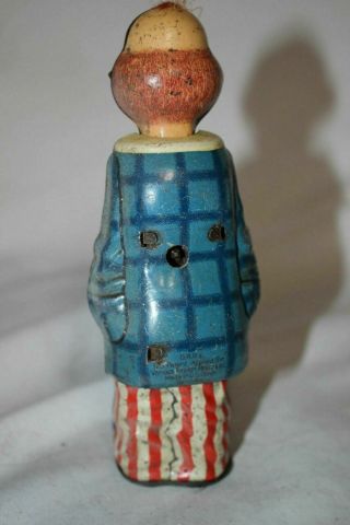Vintage US Zone Germany DISTLER HAPPY THE CLOWN Wind up Tin Litho Toy 3