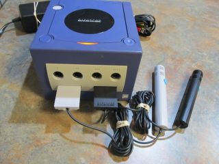 Vintage Nintendo Gamecube Indigo Indio Purple Console System And Power Supply