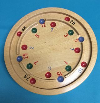 VINTAGE KIbri Wood Spinning Top Game West Germany Roulette W/ Instructions 1950s 2