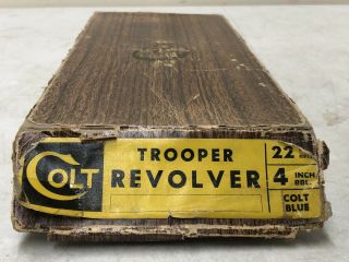 Colt Trooper Revolver; Wood Grain Box Only; 22 4” Blue; Vintage 1950s